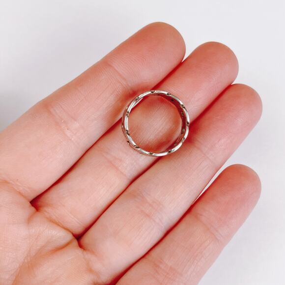 VTG Sterling 925 Silver Curb Chain Ring Wide Unisex Band Size 6 1/8 Signed - Picture 6 of 12